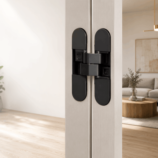 Charnières invisibles noires pour porte intérieure